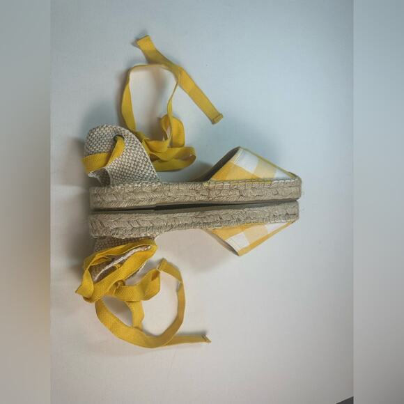 Soludos | Lauren Espadrilles Plaid Marigold Ankle Wrap Ties Jute NWOB - Picture 3 of 10